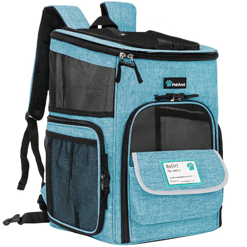 PetAmi Dog Backpack Carrier, Airline Approved Cat Backpacks for Carrying Small Large Cats, Pet Carrier Back Pack, Ventilated Soft Sided for Travel, Hiking, Camping, Max 18 lbs, Turquoise - Image 1